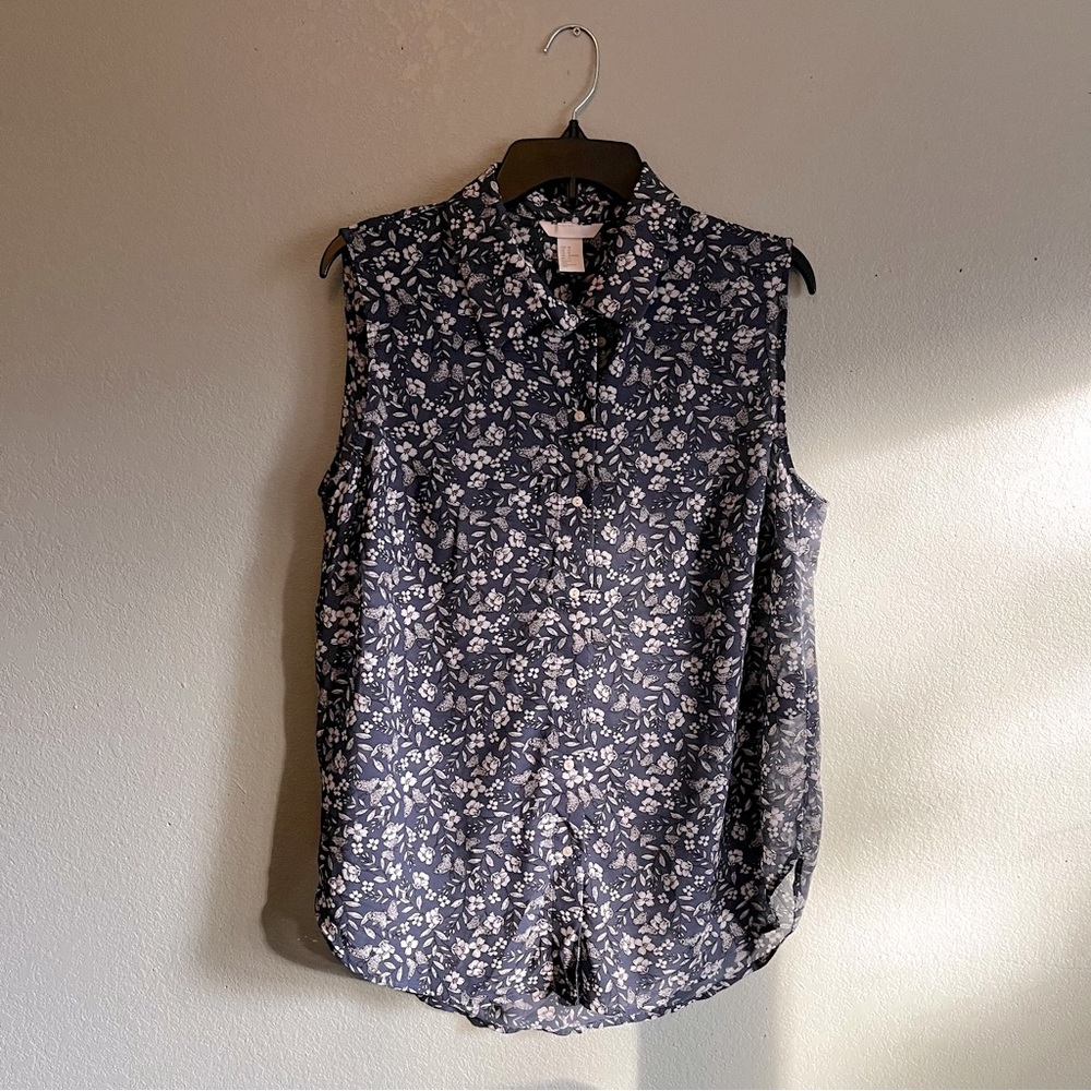 H&M Sheer Button Down High-Low Tank